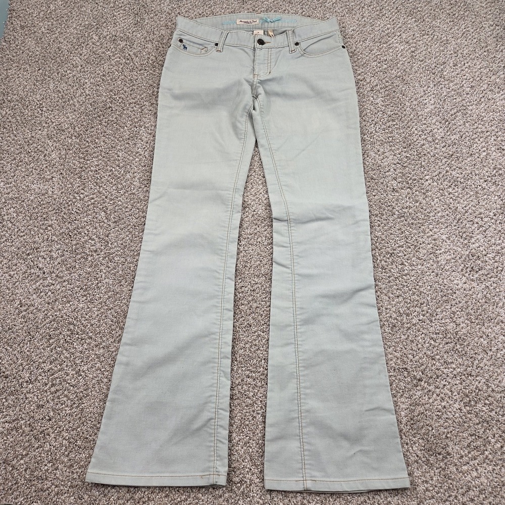 Y2K Abercrombie & Fitch Bootcut Corduroy Pants Size 2 Icy Blue Low Rise‎ Vintage
